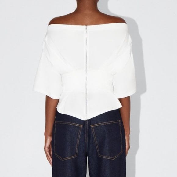 KHY OFF THE SHOULDER PLEATED SHIRT CINCHING TEE - Picture 5 of 12